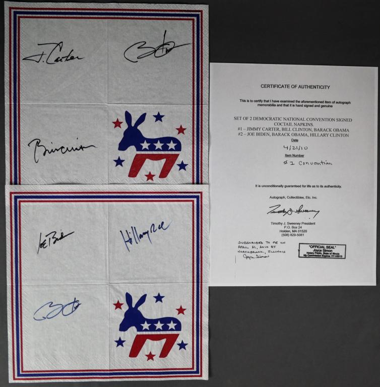 Democratic Convention President Signed Napkins (1 of 8)