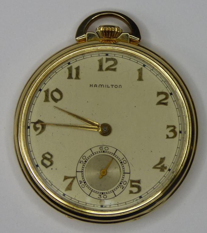 Antique Hamilton 17 Jewels 14k GF Pocket Watch (1 of 6)