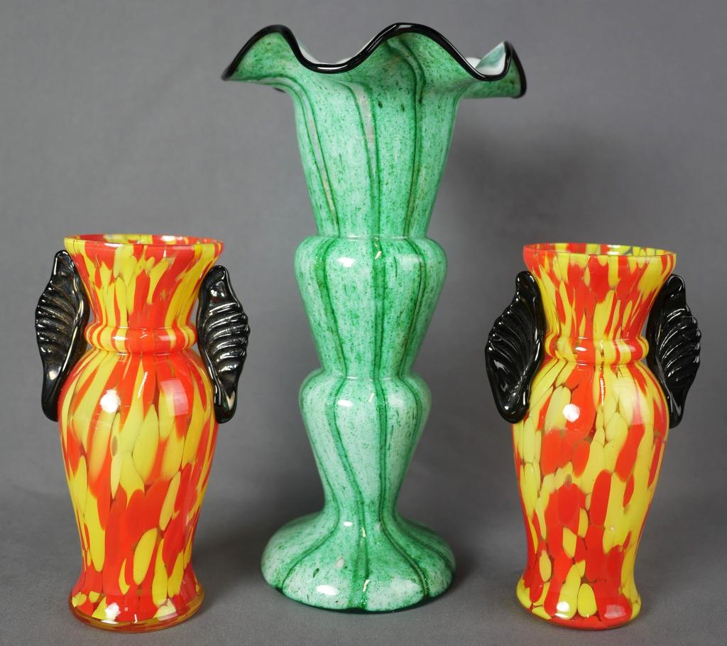 Welz Vintage Czech Art Glass Aventurine Vases (1 of 3)