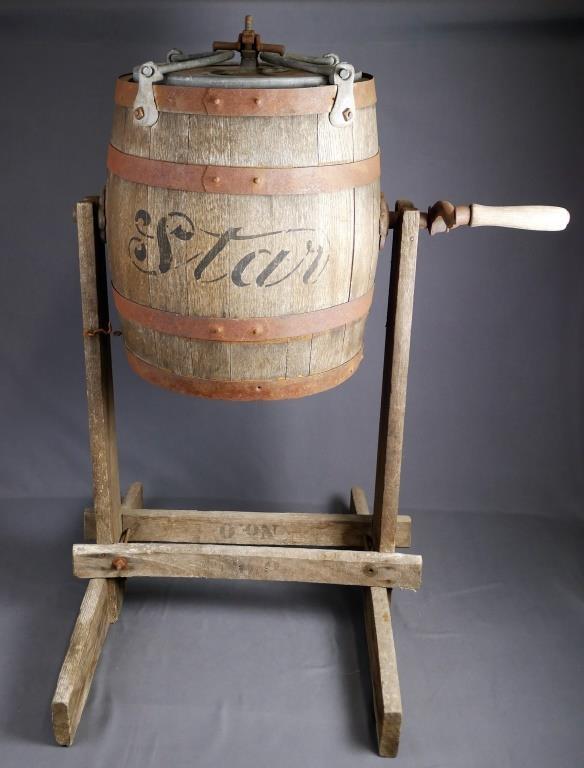 Antique "Star" Wooden Barrel Butter Churn (1 of 9)