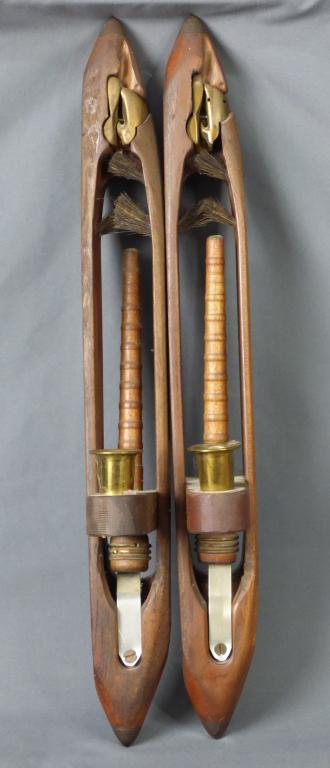 Candle Holders made of Antique Weaving Loom Boats (1 of 7)
