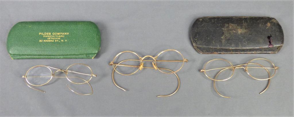 3 Pairs of Antique Eyeglasses in Gold Filled Frame (1 of 4)