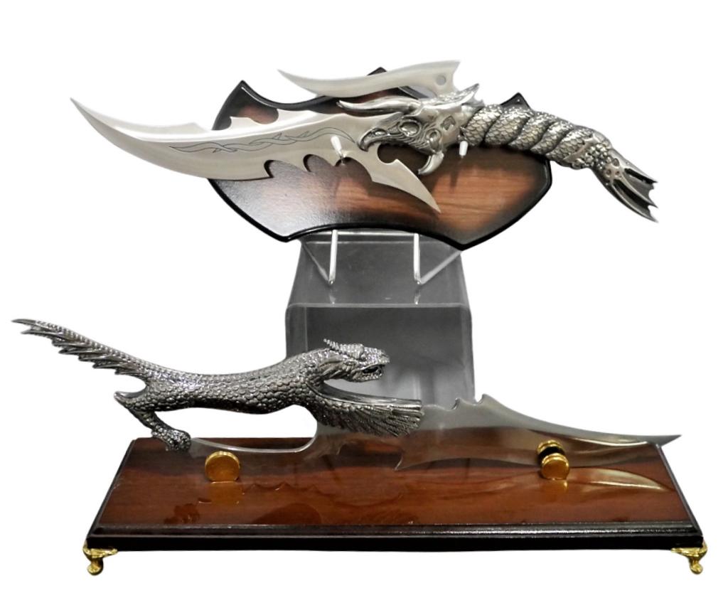 Two Figural Fantasy Daggers/ Knives w/ Dragons (1 of 8)