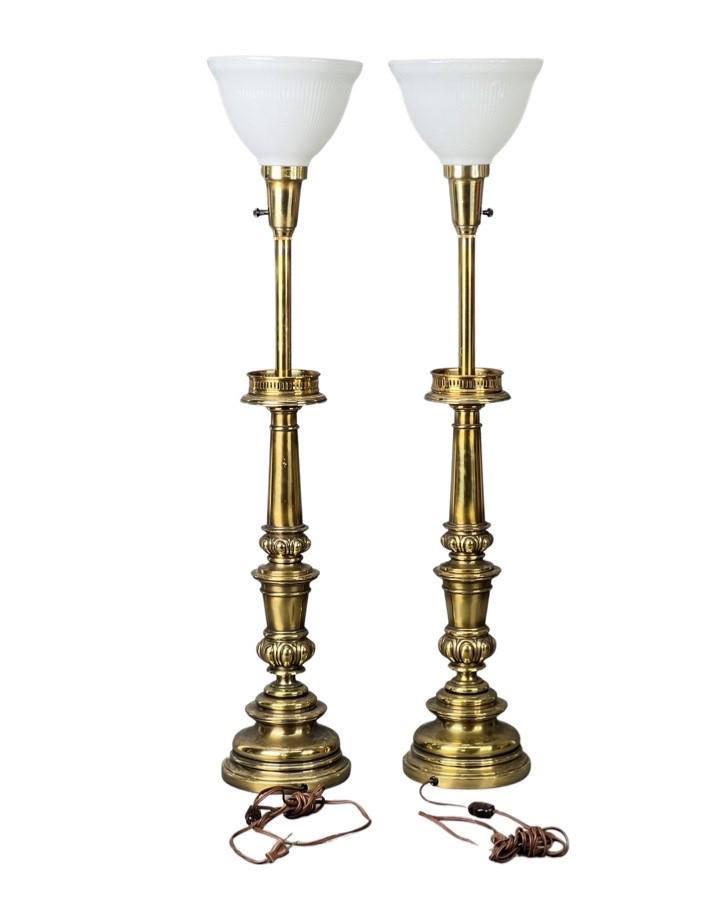 Pair of Vintage Stiffel Brass Torchie Brass Lamps (1 of 7)