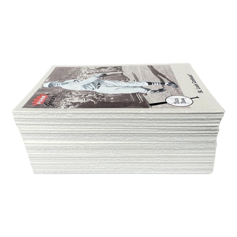 Lot of 54 2002 Fleer Greats Baseball Cards: Lot of 54 2002 Fleer Greats Baseball Cards including Dizzy Dean, Hornsby, Rizzuto, Lefty Grove, Greenberg & more. All are in mint condition.