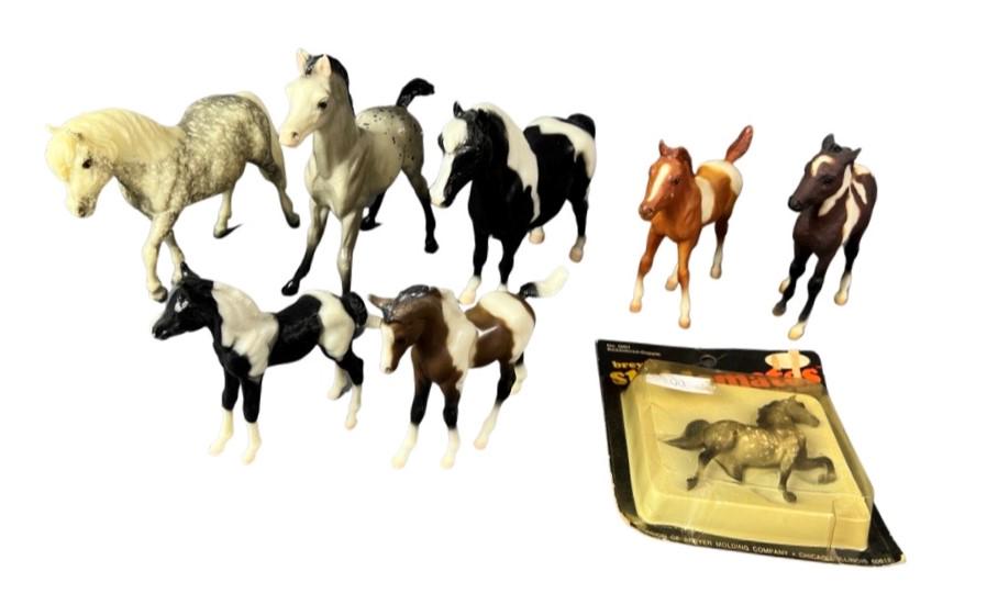 Group of Vintage Breyer Horses- Breyer Stablemate: Group of Vintage Breyer Horses including Breyer Stablemate in original package. Good Condition. Largest is 7" x 6 1/2".