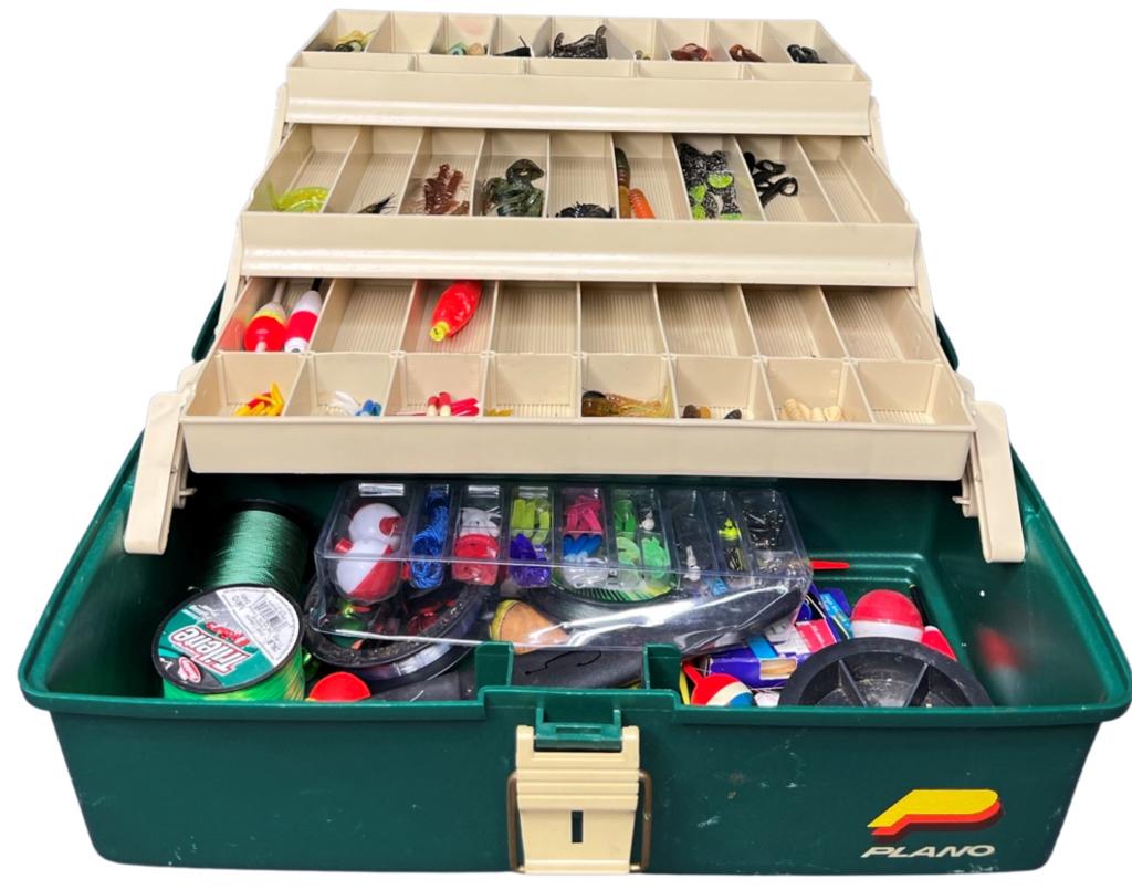 Vintage Fishing Tackle Box w/ Lures & Accessories: Vintage Fishing Tackle Box filled with Lures, Baits & Accessories.