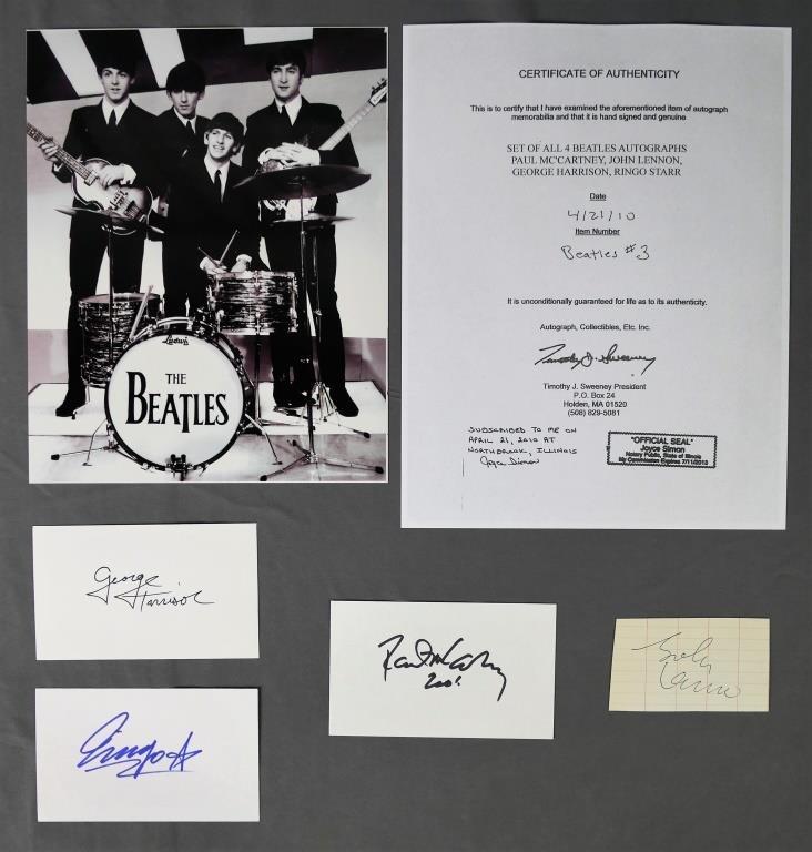 Beatles All Four Signatures/ Autographes- Lennon, (1 of 6)