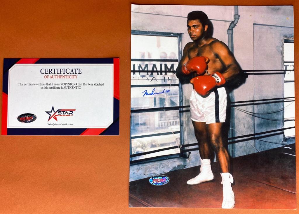 Muhammad Ali Autographed/Signed Boxing Photograph: Muhammad Ali Autographed 8" x 10" Photograph. Comes with Certificate of Authenticity. Condition: Good. We truly believe that this item is authentic, but Esquis Auctions does not have specialists on si