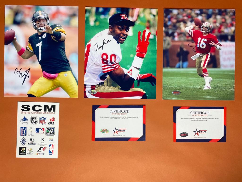 Jerry Rice, Montana & Roethlisberger Signed Photos (1 of 9)