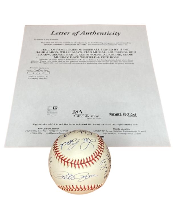 Hall of Fame 11 Legends Signed Baseball Ball (1 of 7)