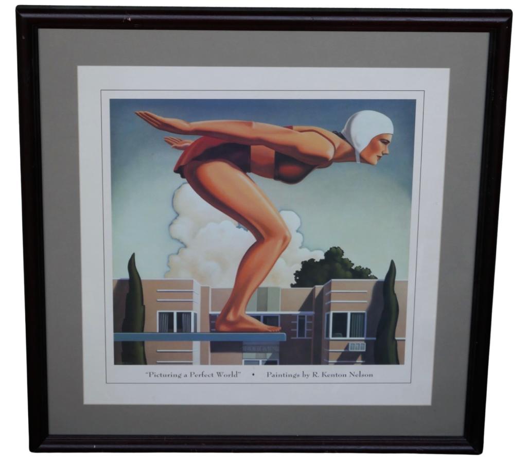 R. Kenton Nelson "Picturing Perfect World" Poster: R. Kenton Nelson "Pcturing a Perfect World" Evelyn Poster. This Evelyn poster was printed in 2000 for the Restoration Hardware retail store for the promotion of Kenton Nelson's first book, Picturing a