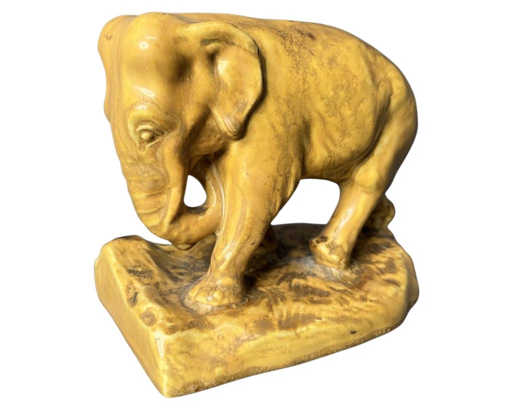Rookwood Art Pottery Elephant Bookend 1919: 1919 Rookwood Art Pottery Elephant Bookend. #2444C. 7" x 6". Good Condition.