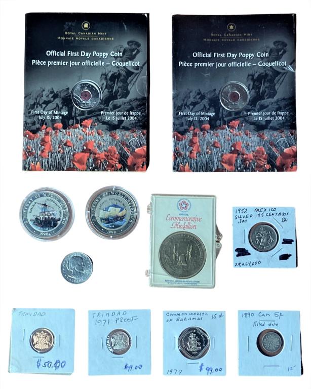 World Coins- Canada, Somalia, Bahamas, Silver: Group of World Coins including Silver.