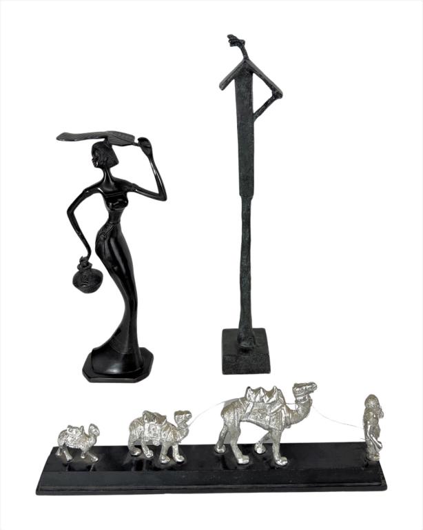 Asian Bronze Lady Sculpture & Camel Train Figurine (1 of 9)