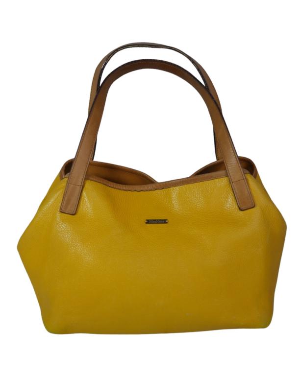 Max Mara Yellow Ladies Satchel Bag/ Handbag/ Purse: Max Mara Yellow Ladies Satchel Bag/ Handbag/ Purse. 16" x 10". Good Condition. Esquis Auction does not have specialists on designer purses and handbags and we can not guarantee authenticity of these i