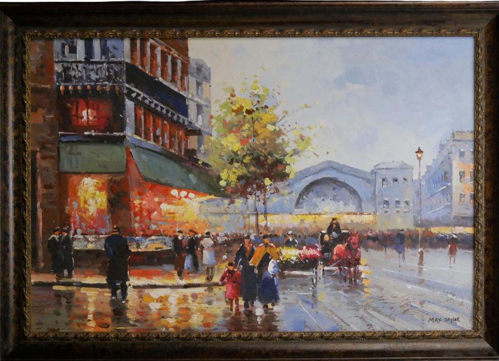 Max Taylor Paris Street Scene Oil Painting (1 of 4)