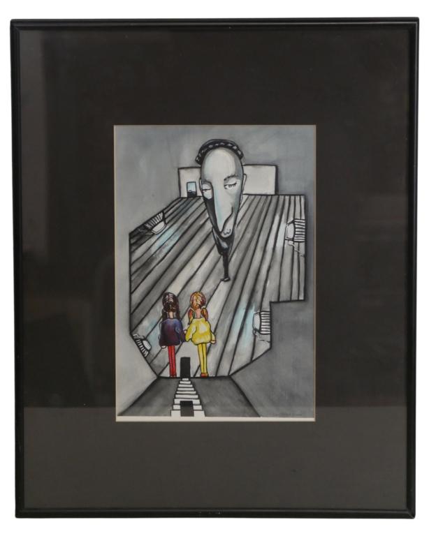 Lois Keller "Gallery Visit" Watercolor Painting (1 of 4)