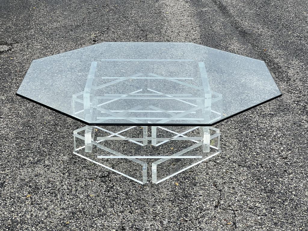 MCM Mid Century Lucite Coffee Table w/ Glass Top (1 of 6)