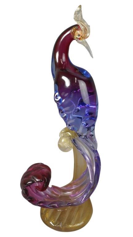 Large Alfredo Barbini Murano Art Glass Peackock (1 of 6)