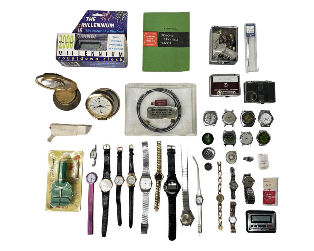 Lot of Vintage Watches, Clocks, Watch Parts, Tools (1 of 9)