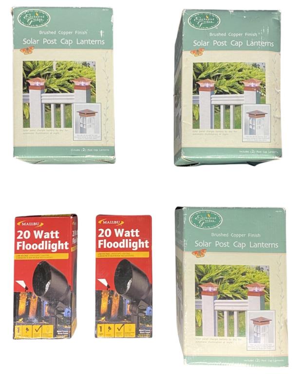 New Garden/ Yard Solar Post Cap Lanterns & Flood L (1 of 3)