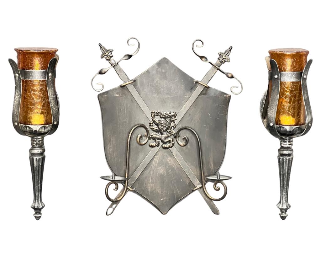 Medieval Wall Sconces & Knights Shield w/ Swords (1 of 2)