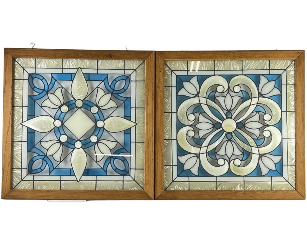 Two Vintage Stained Glass Window Panels (1 of 3)