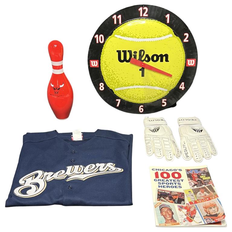 Sport Collectibles- Wilson Clock, Brewers Jersey, (1 of 9)