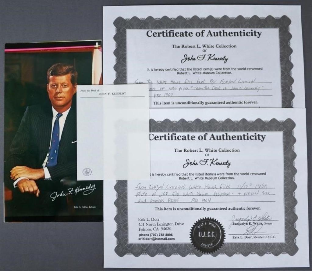 John F. Kennedy Memorabilia- Portrait Photo, Note (1 of 6)