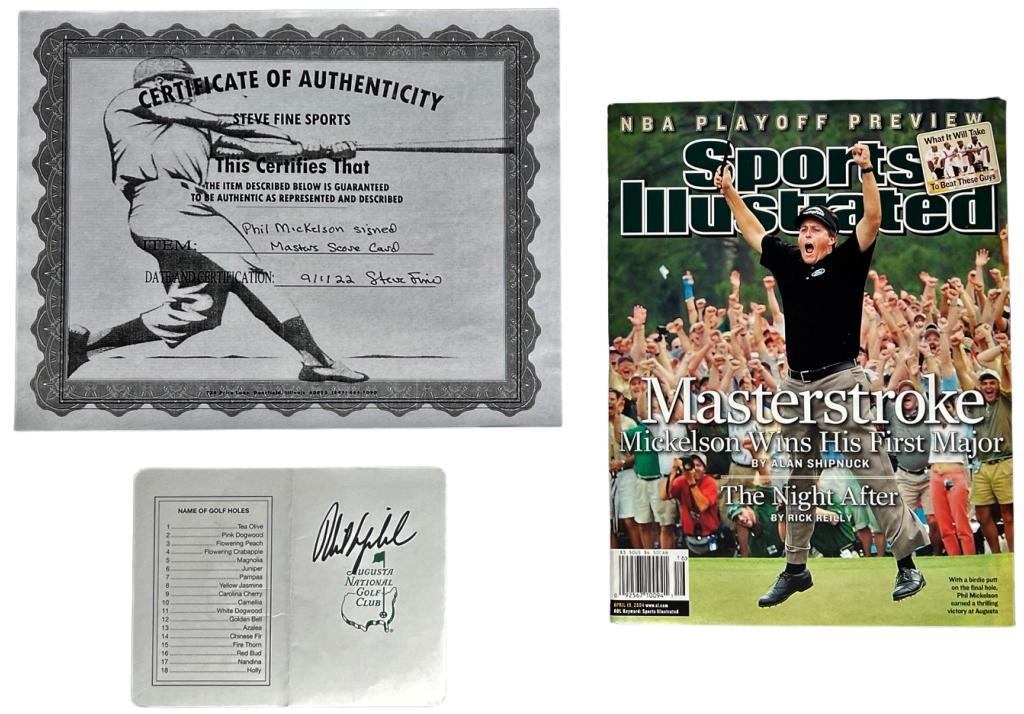 Phil Mickelson Signed Golf Masters Scorecard (1 of 4)