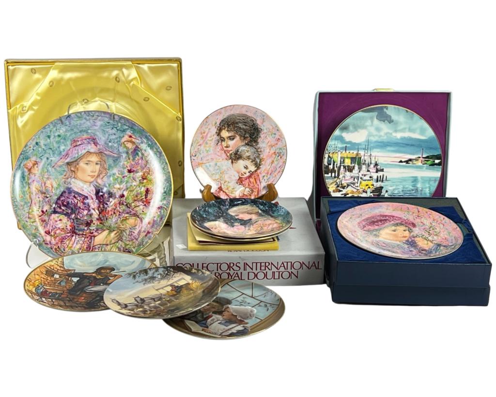 Collector Plates- Royal Doulton Edna Hibel, Hutchn: Collector Plates including Royal Doulton's Edna Hibel Series, Hutchenreuther's Edna Hibel Plate; Fiddler on the Roof by Rik Vig, etc.. Mostly in Original Boxes, all are in good condition.