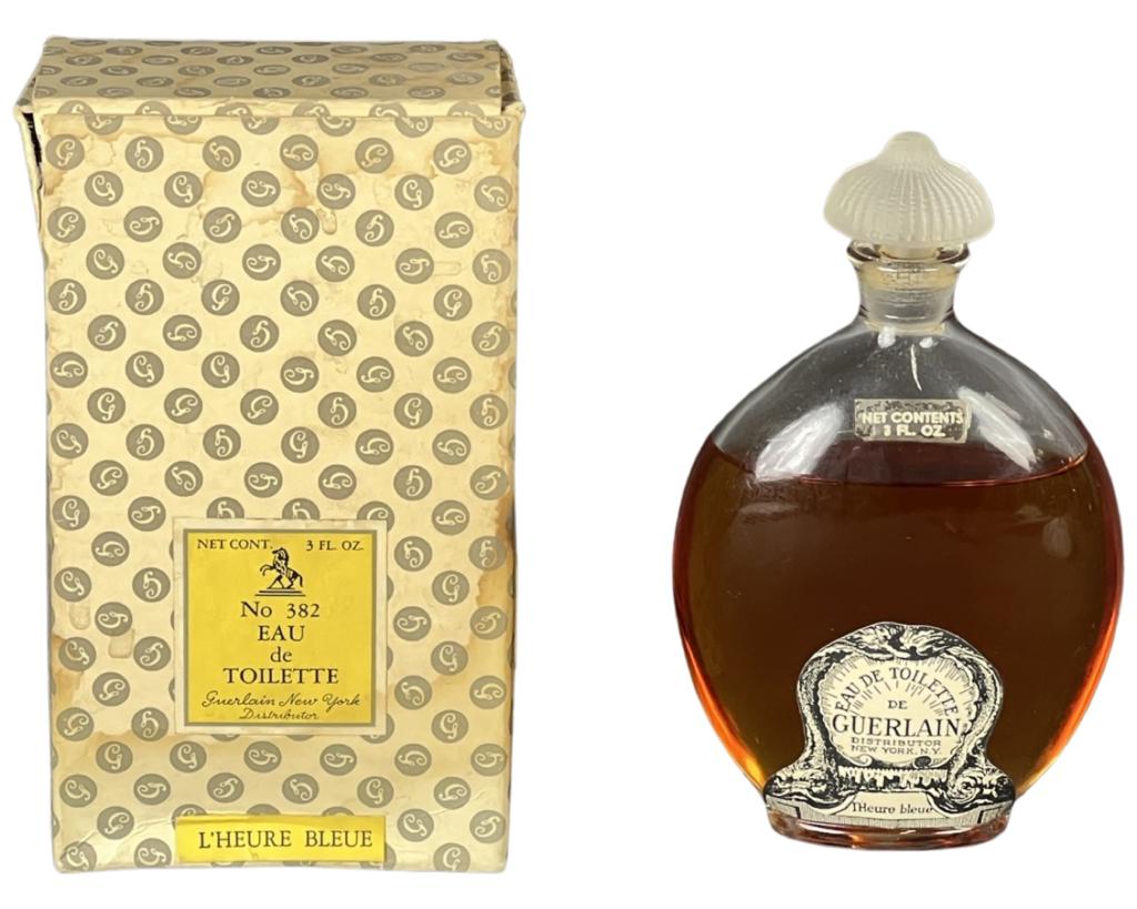 L'Heure Bleue by Guerlain Vintage 3oz Perfume: L'Heure Bleue by Guerlain Vintage 3oz Perfume. 3/4 full with original box.