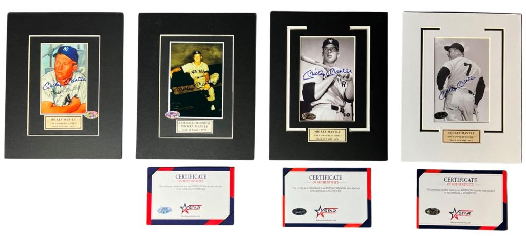 Mickey Mantle- 4 Autographed Baseball Photographs (1 of 5)