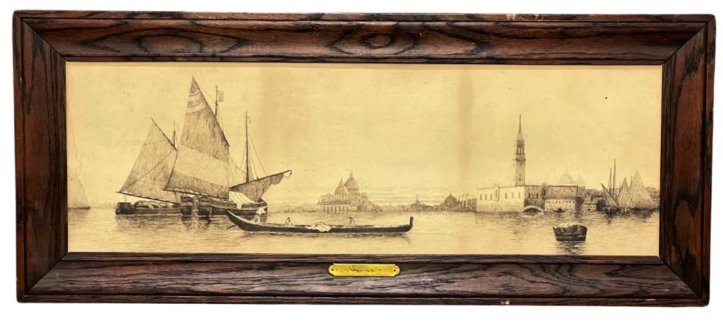 H.B. Harte- Pencil Etching- Venice Scene (1 of 3)