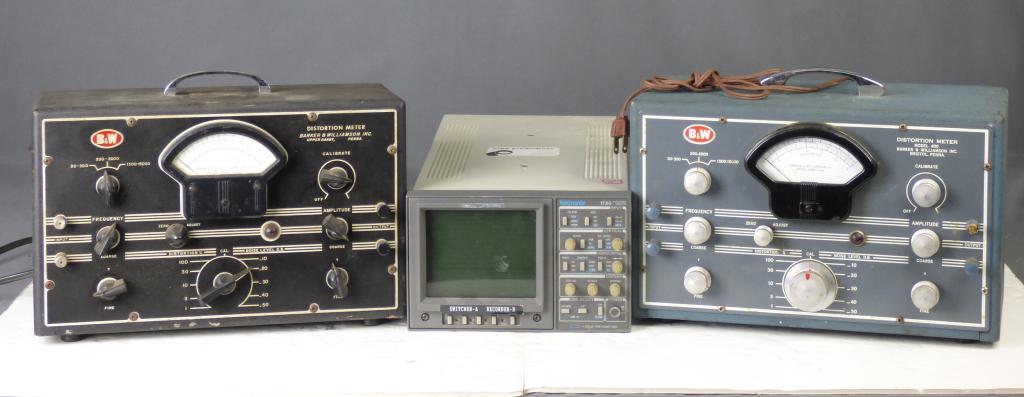 Barker & Williamson Distortion Meters & Tektronix: Two Barker & Williamson Model 400 Distortion Meters and Tektronix Waveform Monitor Model 1730. Good overall condition, some age related wear, untested.