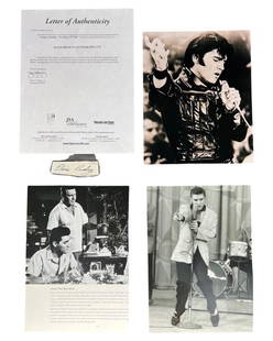 Elvis Presley- King of Rock & Roll Autograph/ Sign: Elvis Presley Autograph/ Signature Cut. Comes with Certificate of Authenticity. Condition: Good. We truly believe that this item is authentic, but Esquis Auctions does not have We truly believe that t