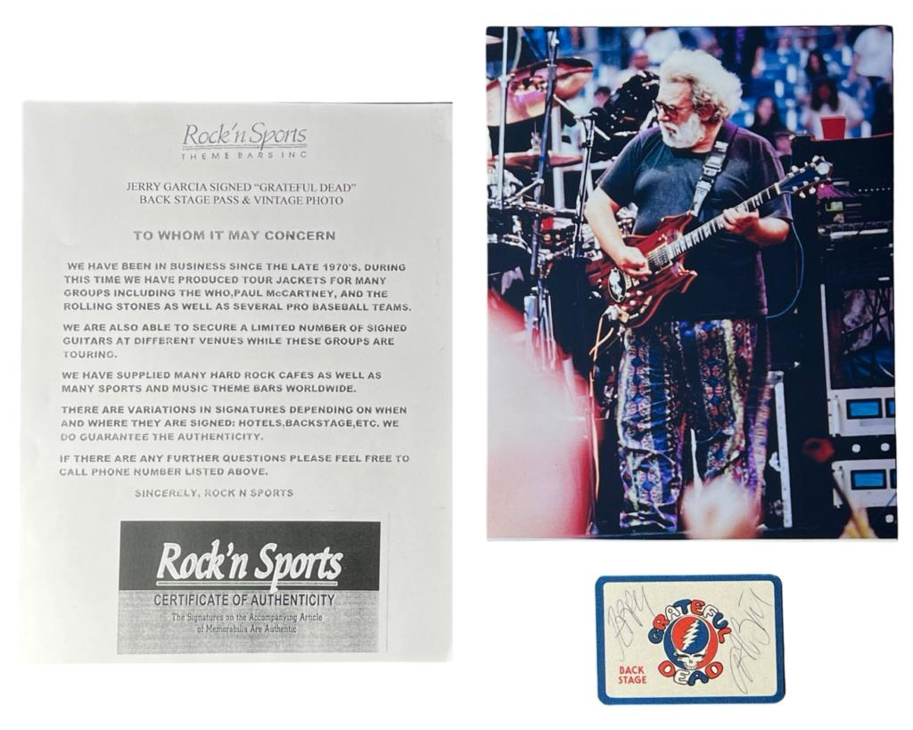 Jerry Garcia Signed Greatful Dead Back Stage Pass (1 of 3)