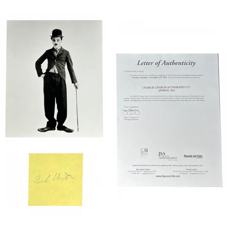 Charlie Chaplin Autograph/ Signature w/ Photograph (1 of 3)