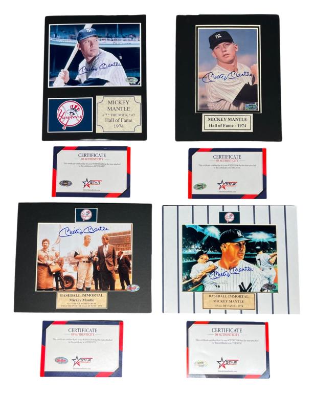 Mickey Mantle- 4 Autographed Baseball Photographs (1 of 5)