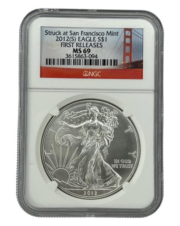 2012- S American Eagle Silver Dollar Coin MS69 (1 of 2)