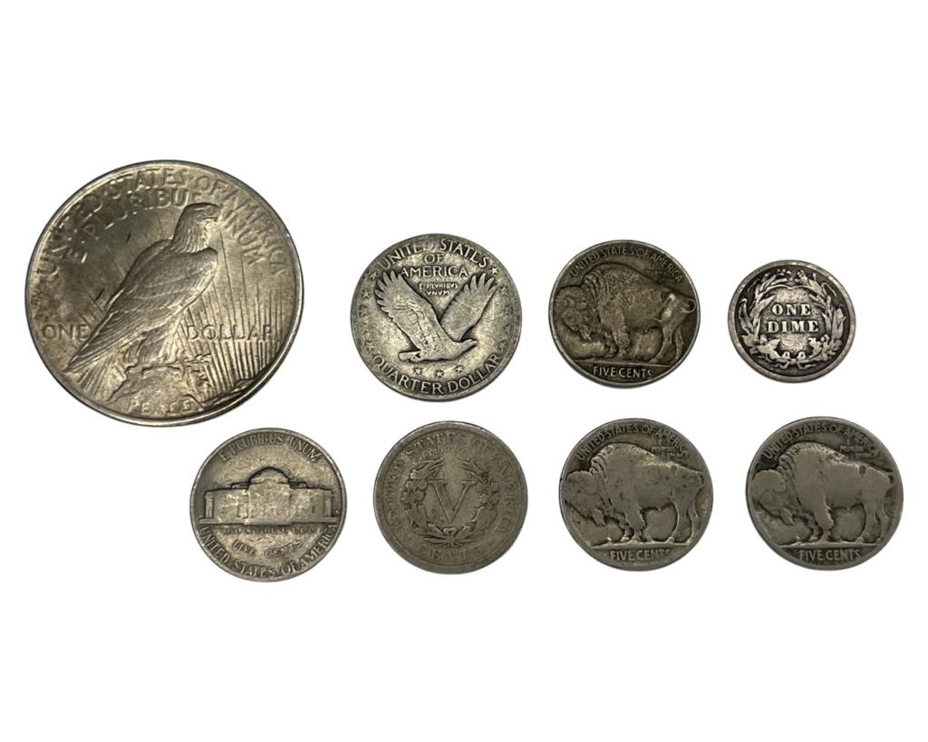 1924 US Peace Silver Dollar & Other Coins (1 of 2)