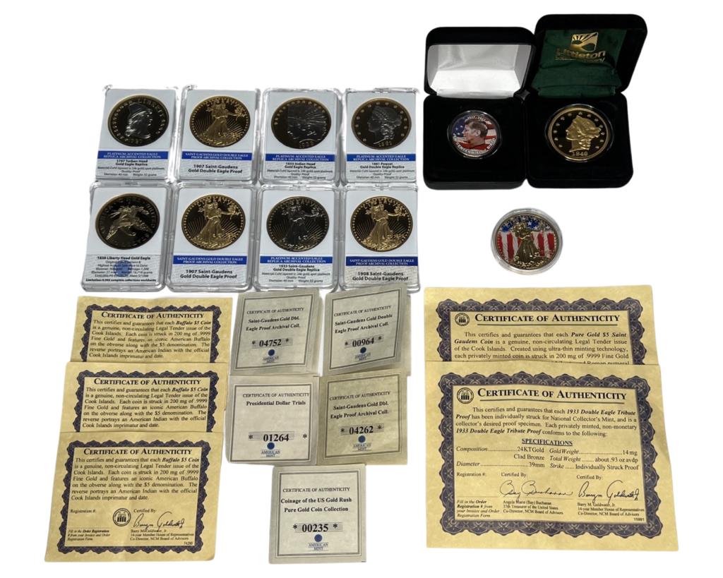 Group of US Gold Eagle Dollar Replica Coins (1 of 6)
