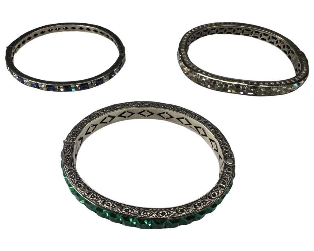 3 Vintage Sterling Silver Bracelets w/ Stones (1 of 13)