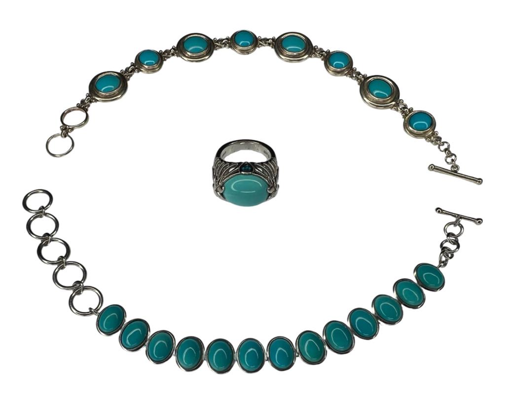 Sterling Silver & Turquoise Bracelets & Ring (1 of 8)
