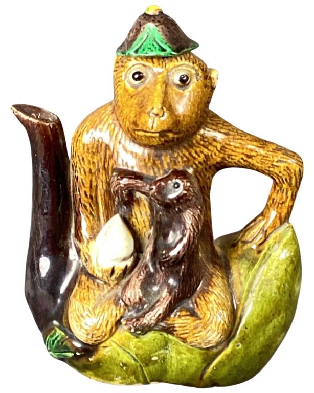 Chinese Qing Guangxu Porcelain Monkey Teapot (1 of 6)
