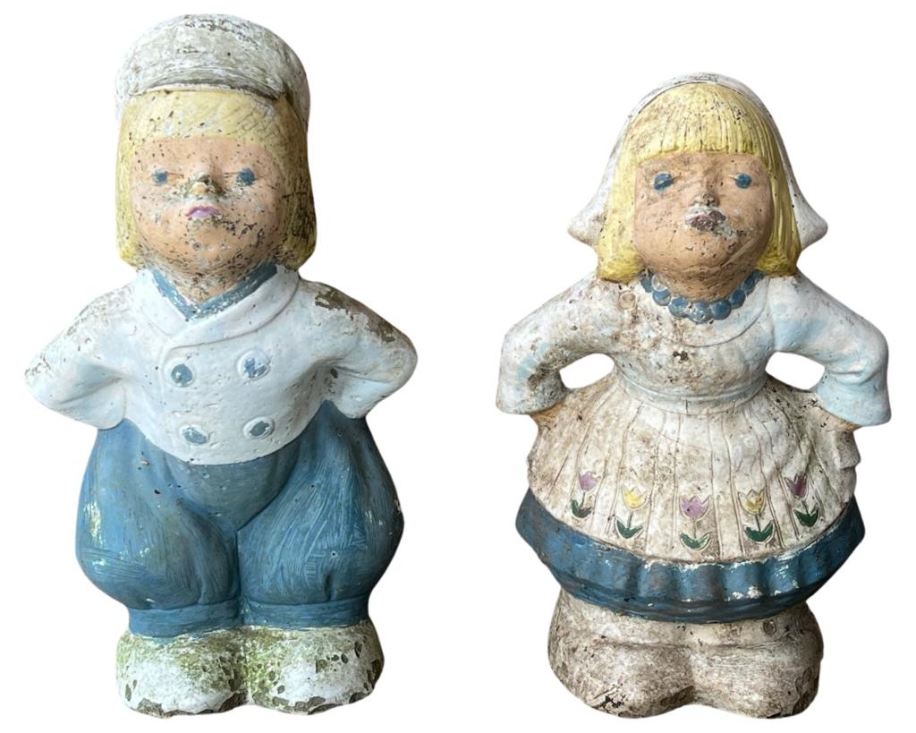 Kissing Dutch Boy & Girl Concrete Garden Statues (1 of 3)