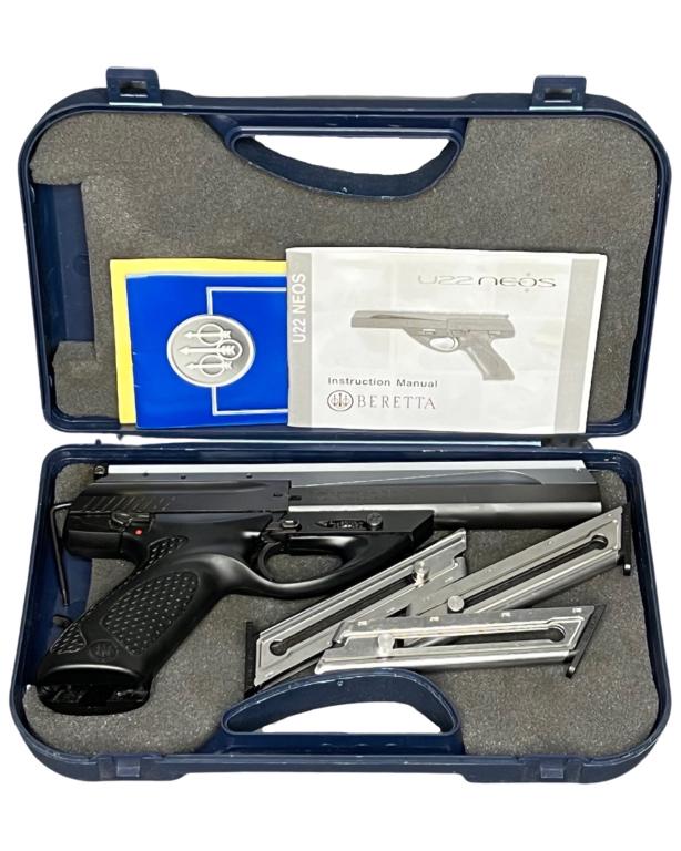 .22 Beretta U22 NEOS Pistol Gun: .22 caliber Beretta U22 NEOS. Good overall condition and comes with three magazines and the original carrying case and instruction manuals. FOID Card is required to purchase this item. This firearm wi