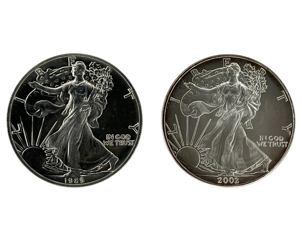 1989 & 2002 Walking Liberty Silver Dollar Coins (1 of 2)