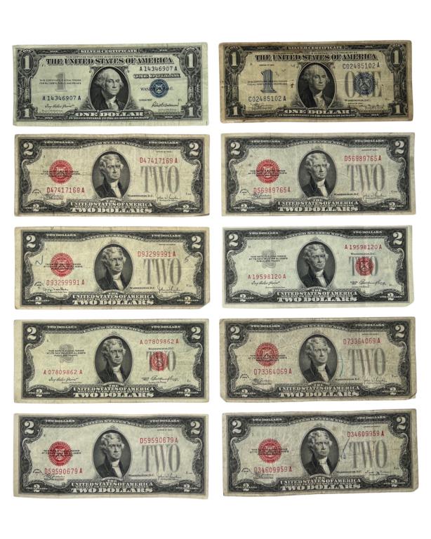 1928 US 2 Dollars Bills & 1934 Silver Certificates (1 of 2)